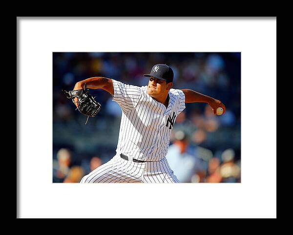 American League Baseball Framed Print featuring the photograph Tampa Bay Rays v New York Yankees #68 by Jim McIsaac