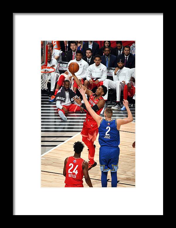 Donovan Mitchell Framed Print featuring the photograph 69th NBA All-Star Game by Garrett Ellwood