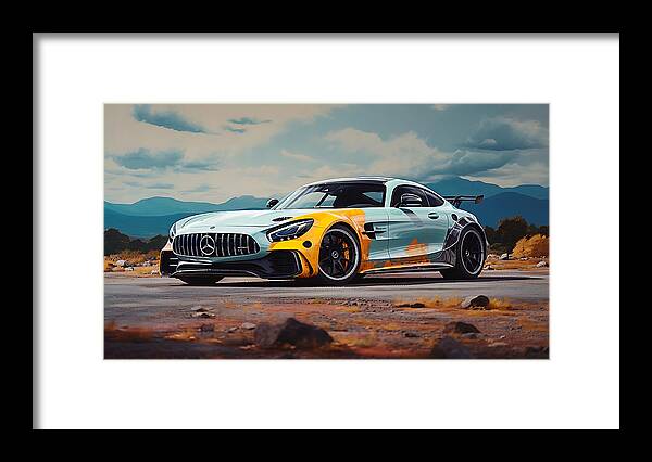 2022 Mercedes Benz Amg Gt Black Series Project Art Framed Print featuring the painting 2022 Mercedes Benz AMG GT Black Series Project by Asar Studios #7 by Celestial Images