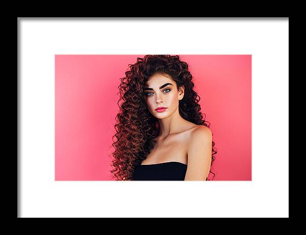 People Framed Print featuring the photograph Beautiful woman with lush hairstyle #7 by CoffeeAndMilk