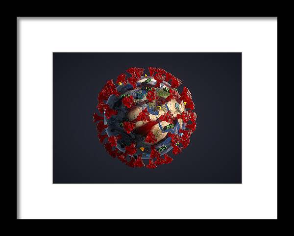 Cold And Flu Framed Print featuring the photograph Coronavirus structure #7 by Andriy Onufriyenko