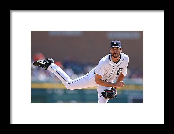 American League Baseball Framed Print featuring the photograph Justin Verlander by Leon Halip