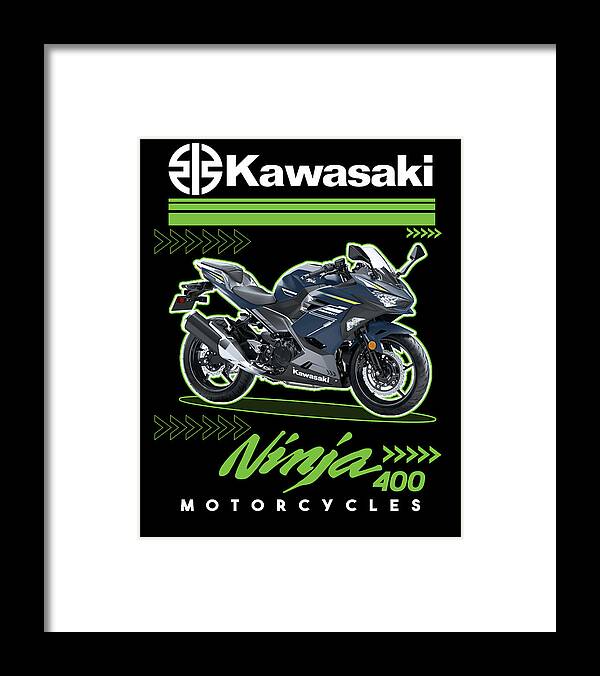 Kawasaki Ninja 400 Framed Print featuring the digital art Kawasaki Ninja 400 #7 by Ramkumar GR