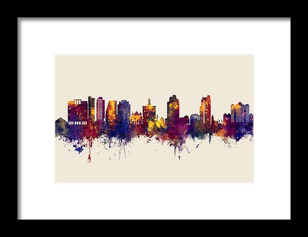 San Jose Framed Print featuring the digital art San Jose California Skyline #7 by Michael Tompsett