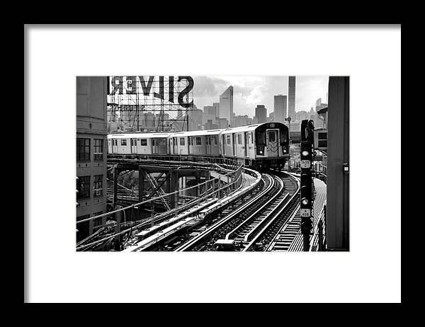 New York City Subway Framed Print featuring the photograph 7-Scape No. 9 - Under the Silvercup Sign by Steve Ember