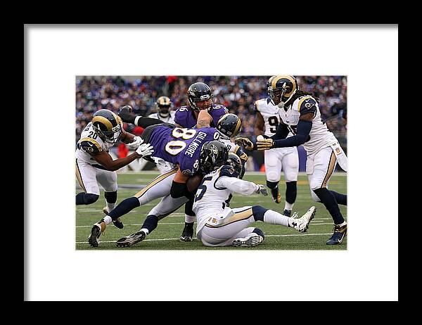 Baltimore Framed Print featuring the photograph St Louis Rams v Baltimore Ravens #7 by Patrick Smith