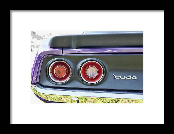 Retro Framed Print featuring the photograph '71 Cuda taillights #71 by Danie Adams