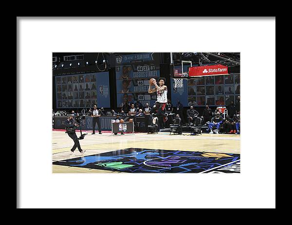 Anfernee Simons Framed Print featuring the photograph 2021 NBA All-Star - AT&T Slam Dunk Contest #8 by Nathaniel S. Butler