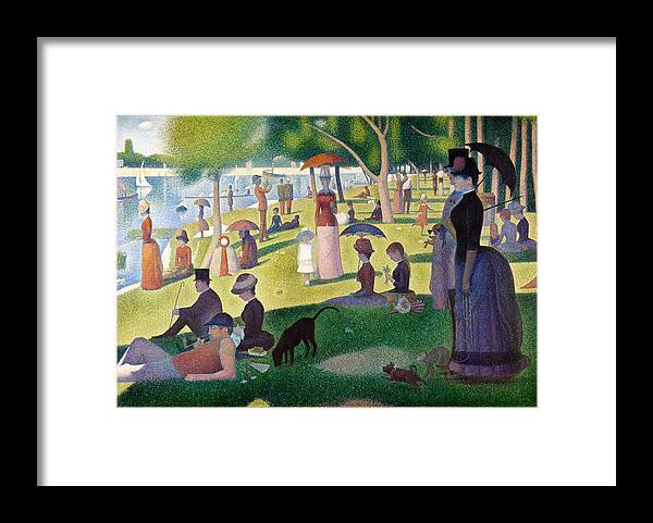 A Sunday Afternoon On The Island Of La Grande Jatte Framed Print featuring the painting A Sunday Afternoon on the Island of La Grande Jatte #8 by Georges Seurat