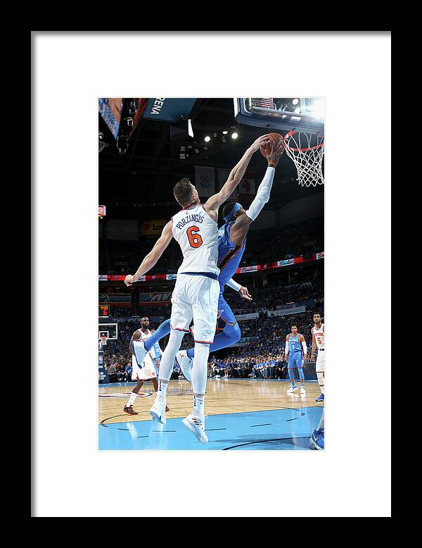 Kristaps Porzingis Framed Print featuring the photograph Carmelo Anthony by Layne Murdoch