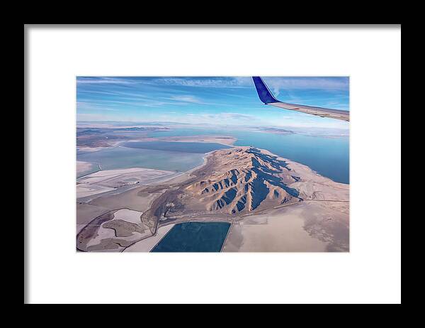 Geography Framed Print featuring the photograph Flying Over Pyramid Lake Near Reno Nevada #8 by Alex Grichenko