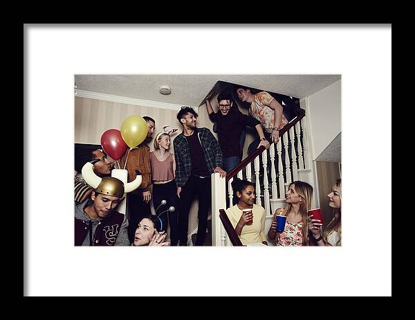 Celebration Framed Print featuring the photograph Group of friends having fun at a party #8 by Flashpop