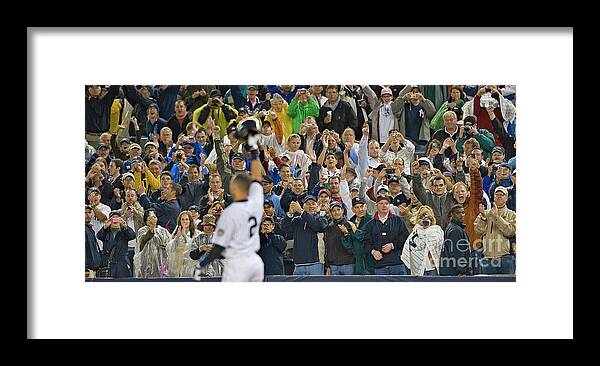 People Framed Print featuring the photograph Lou Gehrig and Derek Jeter by Icon Sports Wire