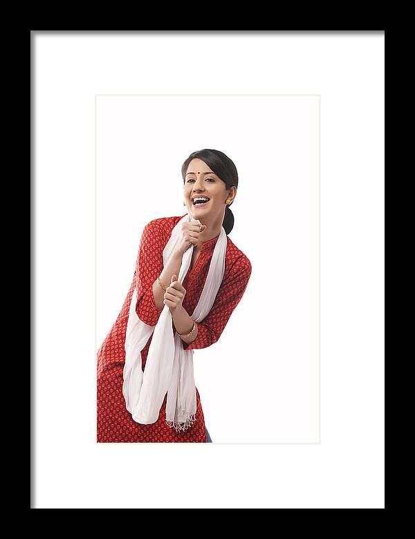 Three Quarter Length Framed Print featuring the photograph Portrait of a housewife #8 by Hemant Mehta