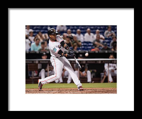 National League Baseball Framed Print featuring the photograph Starlin Castro #8 by Rob Foldy/Miami Marlins