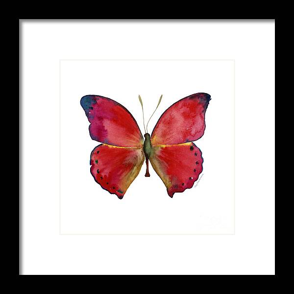 Red Butterfly Framed Print featuring the painting 83 Red Glider Butterfly by Amy Kirkpatrick