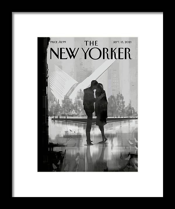 911 Framed Print featuring the painting 9/11 Then and Now by Pascal Campion
