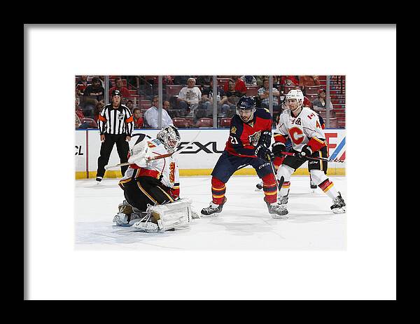 People Framed Print featuring the photograph Calgary Flames v Florida Panthers #9 by Joel Auerbach