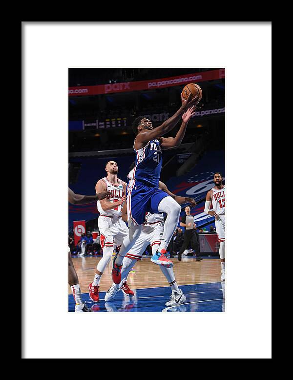 Joel Embiid Framed Print featuring the photograph Joel Embiid #9 by David Dow