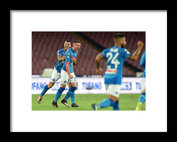 People Framed Print featuring the photograph SSC Napoli v Atalanta BC - Serie A #9 by Francesco Pecoraro