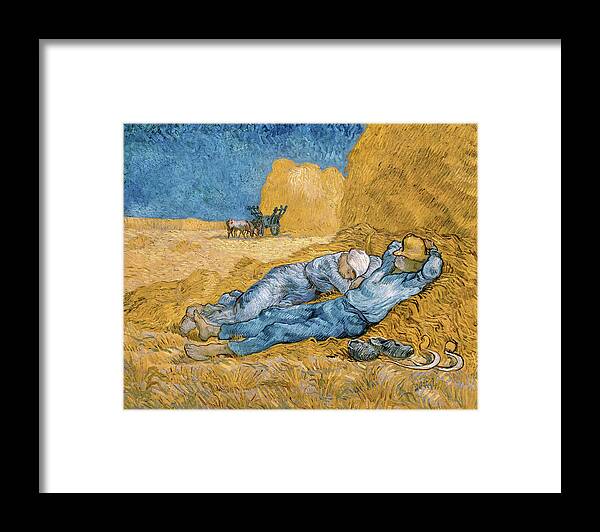 Art Framed Print featuring the painting The Siesta by Vincent van Gogh by Mango Art