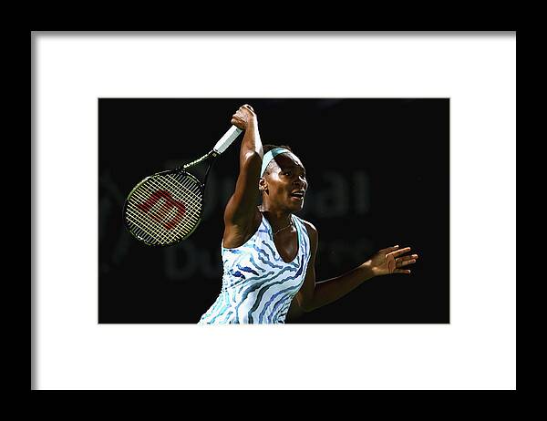 Wta Tour Framed Print featuring the photograph WTA Dubai Duty Free Tennis Championship - Day Two #9 by Francois Nel