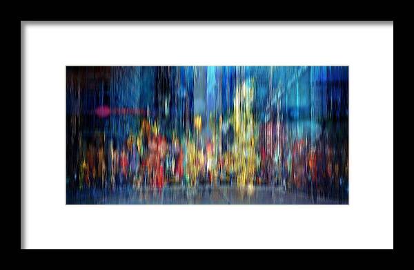 Urban Landscape Framed Print featuring the digital art A Blur of Memories by David Manlove