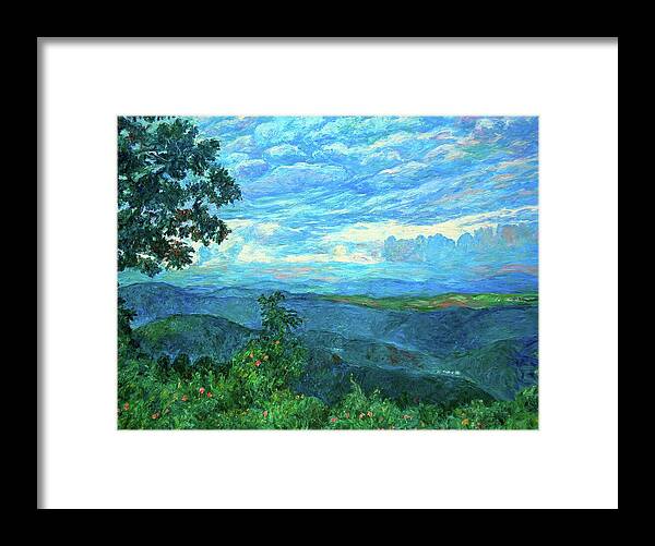 Mountains Framed Print featuring the painting A Break in the Clouds by Kendall Kessler