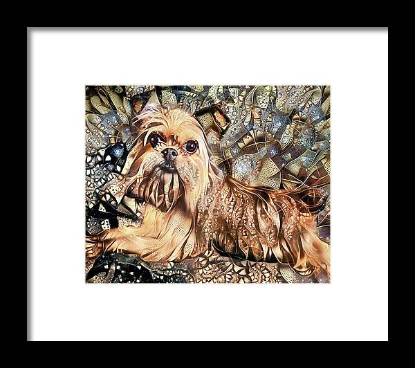 Brussels Griffon Framed Print featuring the mixed media A Brussels Griffon Dog Named Winston by Peggy Collins