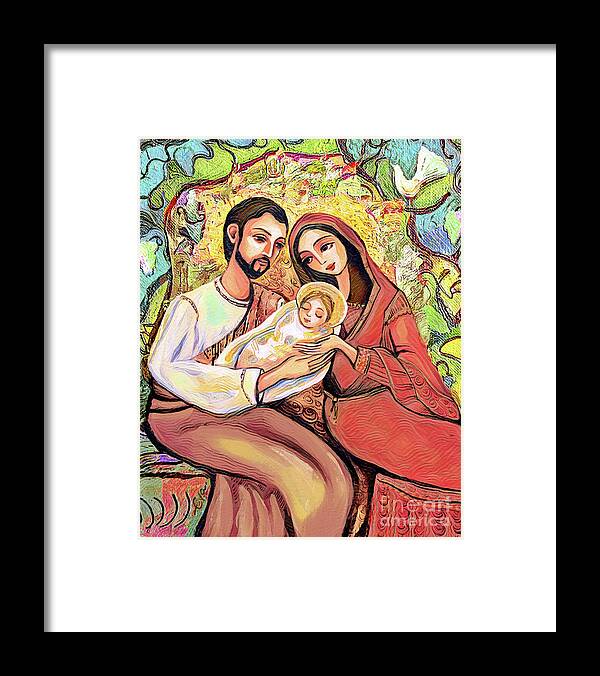 Holy Family Framed Print featuring the painting A Child is Born by Eva Campbell