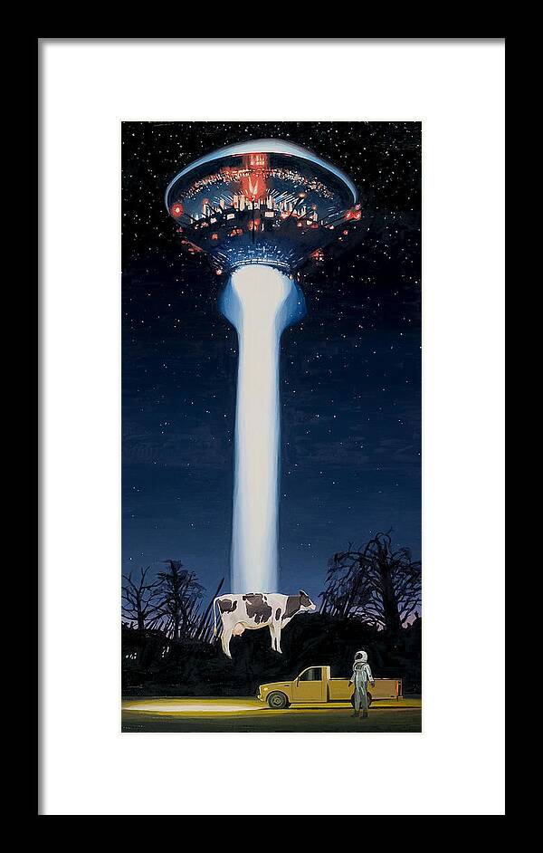 Astronaut Framed Print featuring the painting A Close Encounter by Scott Listfield