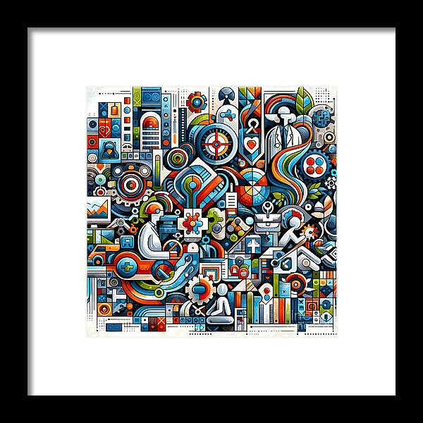 Abstract Collage Framed Print featuring the digital art A collage of people at work -2 by Movie World Posters