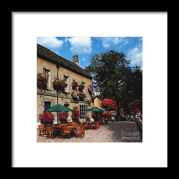 The Cotswolds Framed Print featuring the photograph A Cotswolds Cafe Scene by Brian Watt