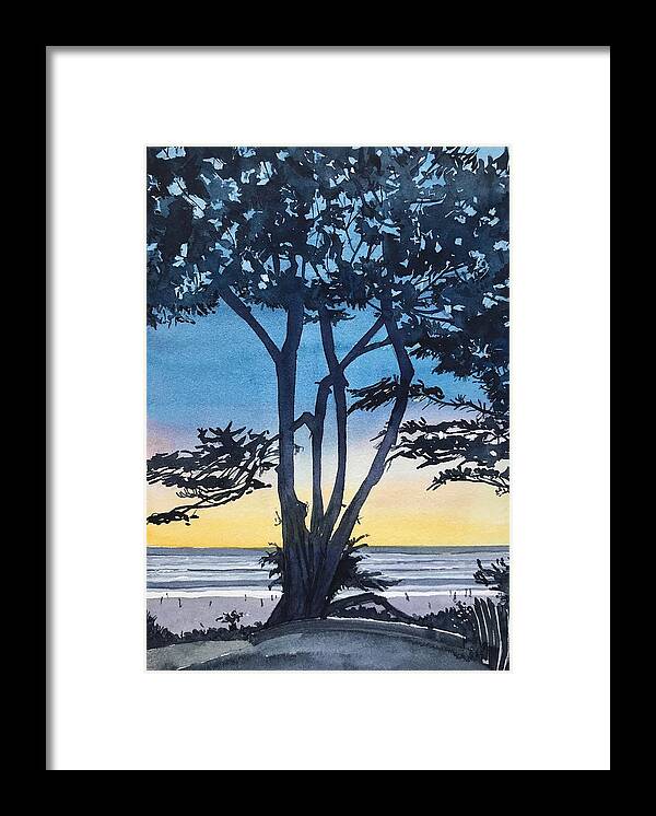 Carmel Framed Print featuring the painting A Favourite Tree - Scenic Drive - Carmel by Luisa Millicent