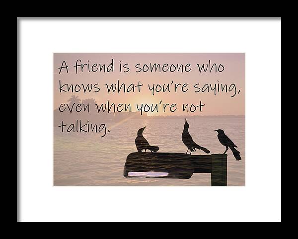A Friend Is Someone How Knows What You Are Saying Even When You Are Not Talking Framed Print featuring the photograph A Friend is someone how knows what you are saying even when you are not talking by Christine Dekkers