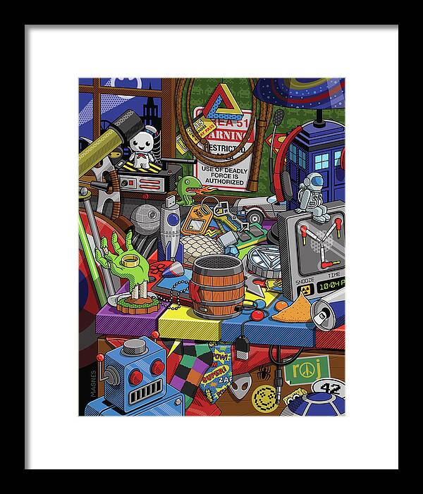 Pop Art Framed Print featuring the digital art A Geek's Lair by Ron Magnes