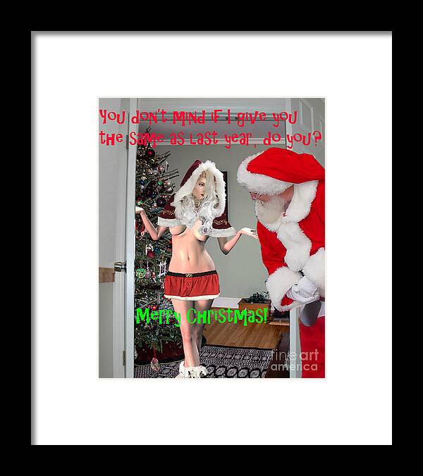 Adult Christmas Card. Topless Framed Print featuring the photograph A Gift for Santa by Broken Soldier
