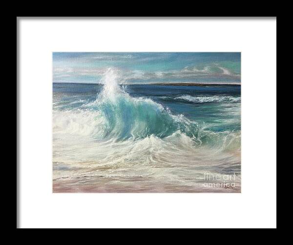 Waves Framed Print featuring the painting A Grand Green Wave by Rose Mary Gates