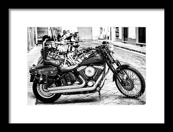 Harley Framed Print featuring the photograph A Harley in Florence Italy by John Rizzuto