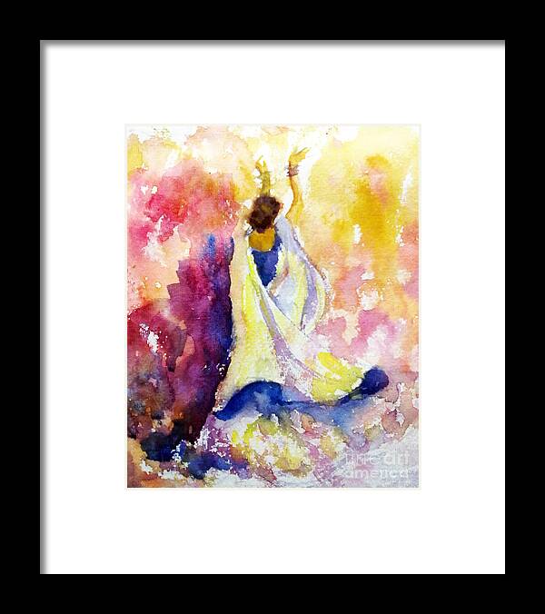 Indian Dancer Framed Print featuring the painting A heavenly dancer by Asha Sudhaker Shenoy