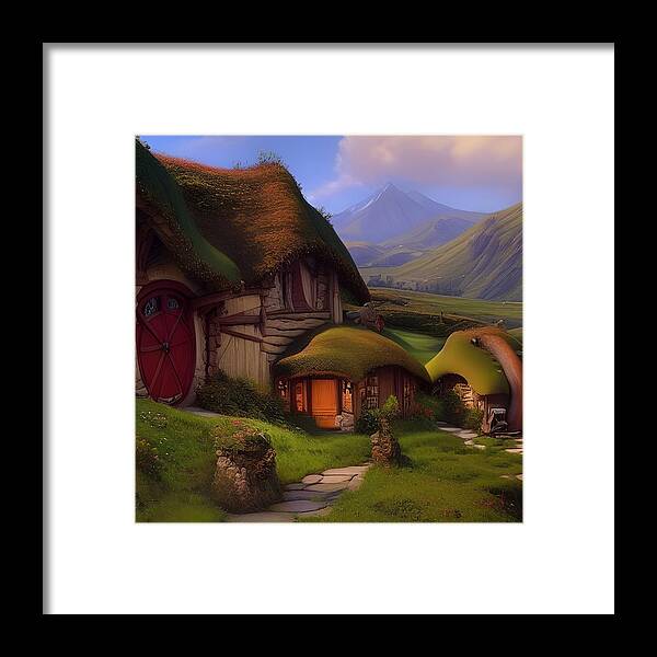 Hobbits Framed Print featuring the digital art A Hobbits Home by Angela Hobbs