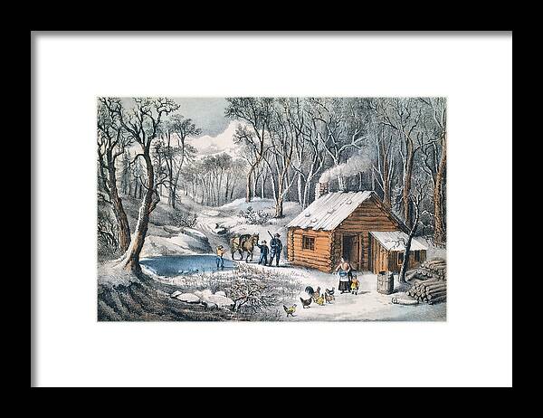 America Framed Print featuring the drawing A Home in the Wilderness by Mango Art