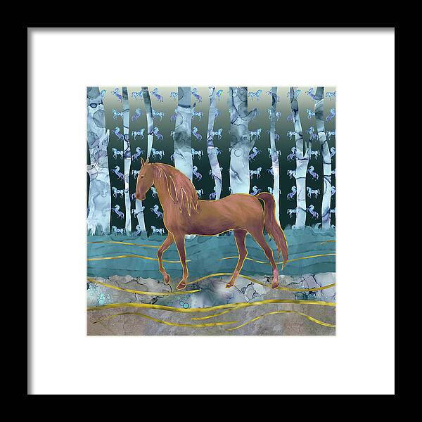 Horse Framed Print featuring the photograph A Horse in a Forest of Dreams by Andreea Dumez