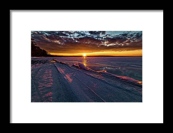 Sunset Framed Print featuring the photograph A little magic at this Icy Sunset by Joe Holley