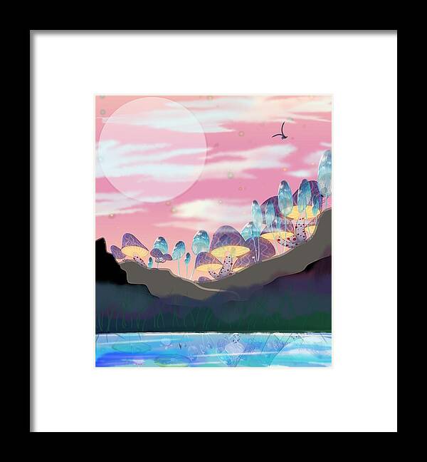 Pink Framed Print featuring the digital art A magical place by Don Ravi