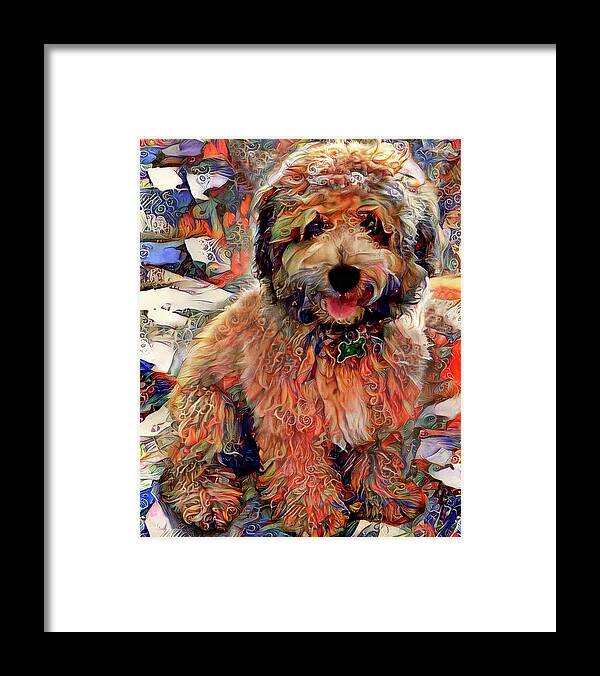 Miniature Poodle Framed Print featuring the mixed media A Miniature Poodle Named Moosie by Peggy Collins