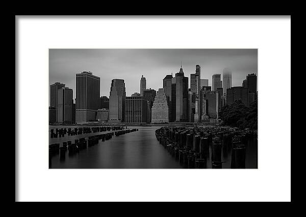 New York City Framed Print featuring the photograph A Misty Morning in Manhattan by Marlo Horne