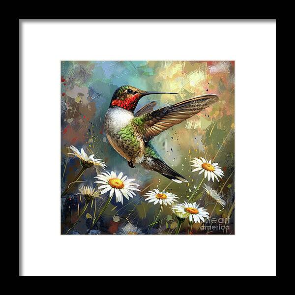 Ruby Hummingbird Framed Print featuring the painting A Real Stunner by Tina LeCour