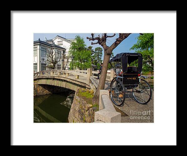 Rickshaw Framed Print featuring the photograph A Rickshaw in Kurashiki, Japan by L Bosco