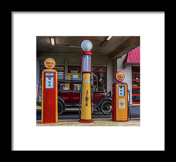 Gas Framed Print featuring the photograph A Simplier Time by Brian Shoemaker